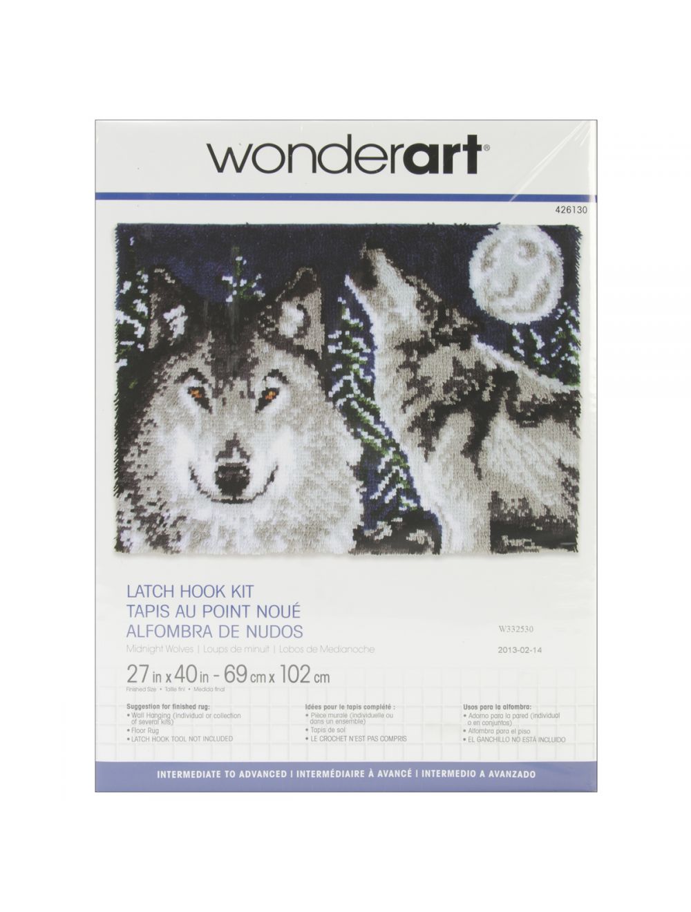 Wonderart Midnight Wolves Latch Hook Kit, 27 x 40