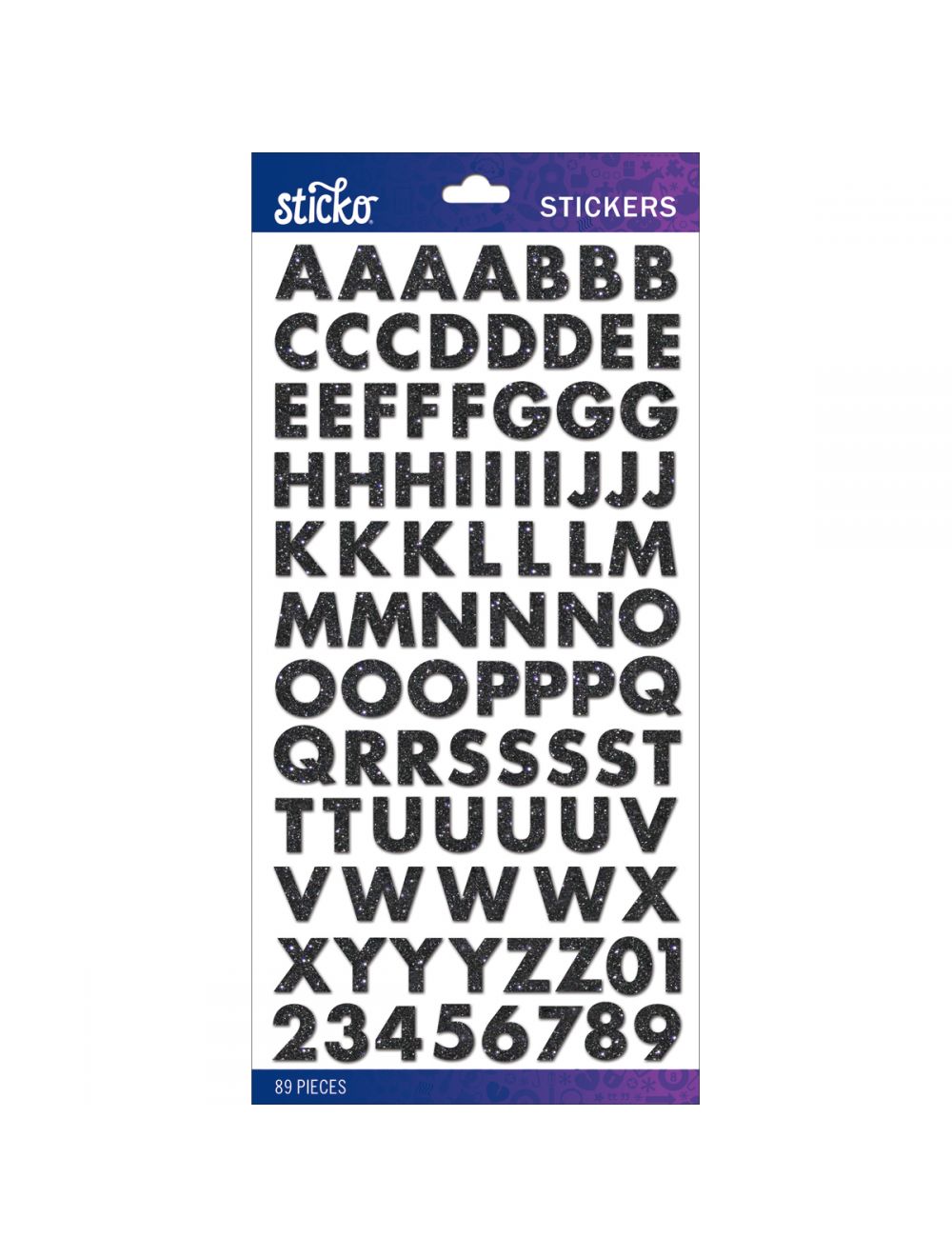 Sticko Alphabet Stickers-Black Glitter Futura Bold Small - 015586813814