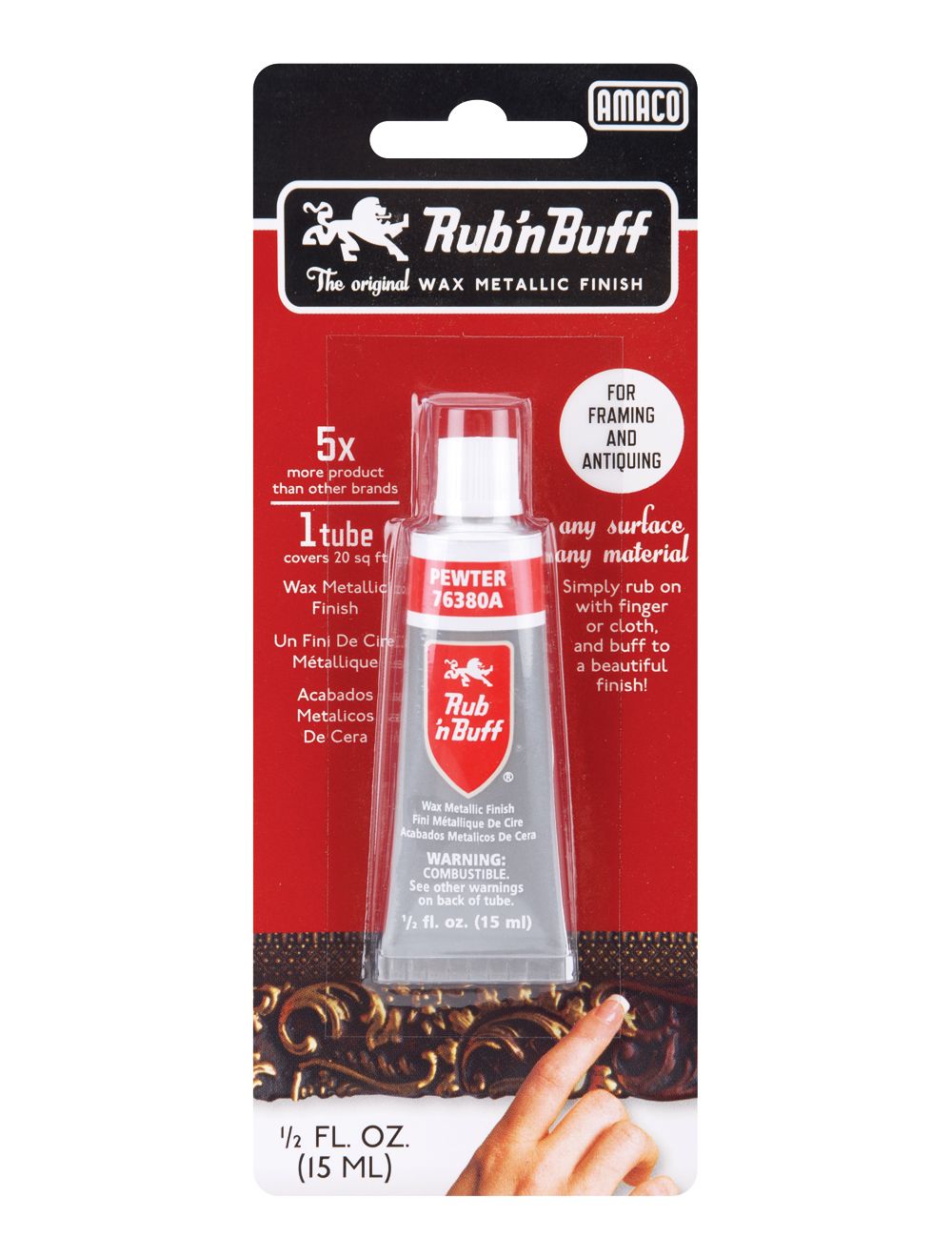 Rub 'n Buff Open Stock Metallic Wax Finish .5oz-Pewter