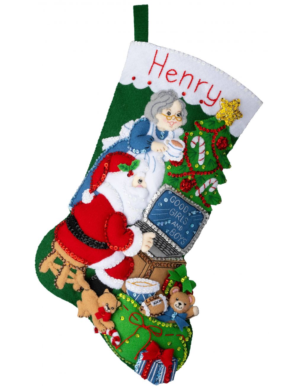 Bucilla Felt Stocking Applique Kit 18 Long