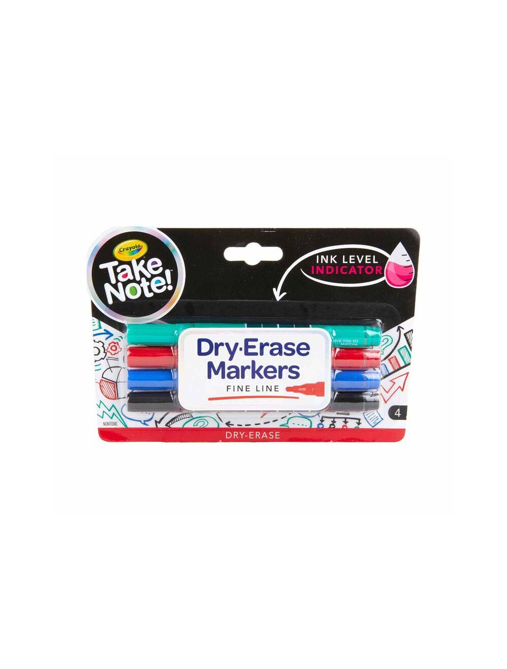 Crayola Take Note Dry Erase Markers, Fine Line, 4 Count