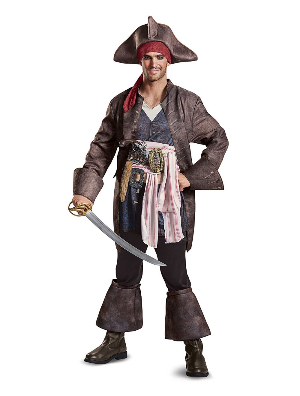 Disney Mens Plus Size Potc5 Captain Jack Sparrow Deluxe Adult Costume Brown Medium 38 40 6010